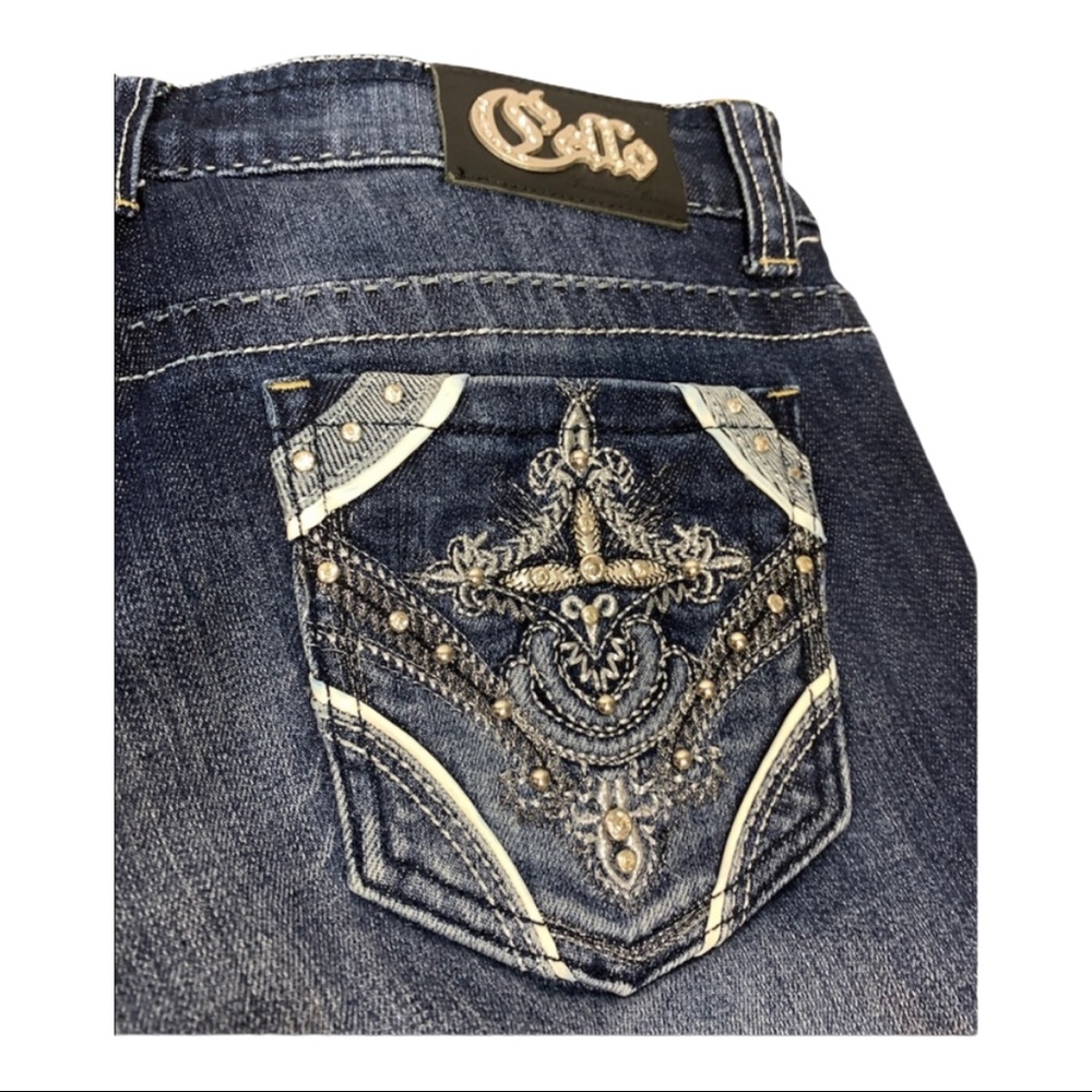 CELLO Bootcut Bling Rhinestone Pocket Stretch SZ 6